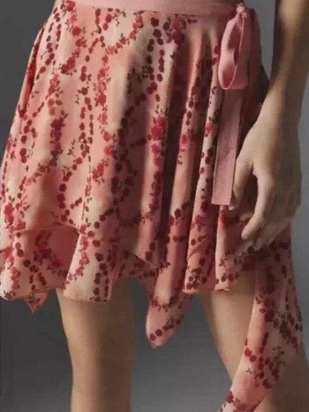 Urban outfitters silence and noise Pink Floral wrap Asymmetric Ruffle Skirt, M